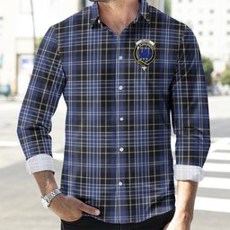 ScotsTee Shop Scottish Clark (Lion) Clan Crest Tartan Long Sleeve Shirt, Cotton Tartan Plaid Shirt