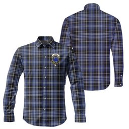 ScotsTee Shop Scottish Clark (Lion) Clan Crest Tartan Long Sleeve Shirt, Cotton Tartan Plaid Shirt