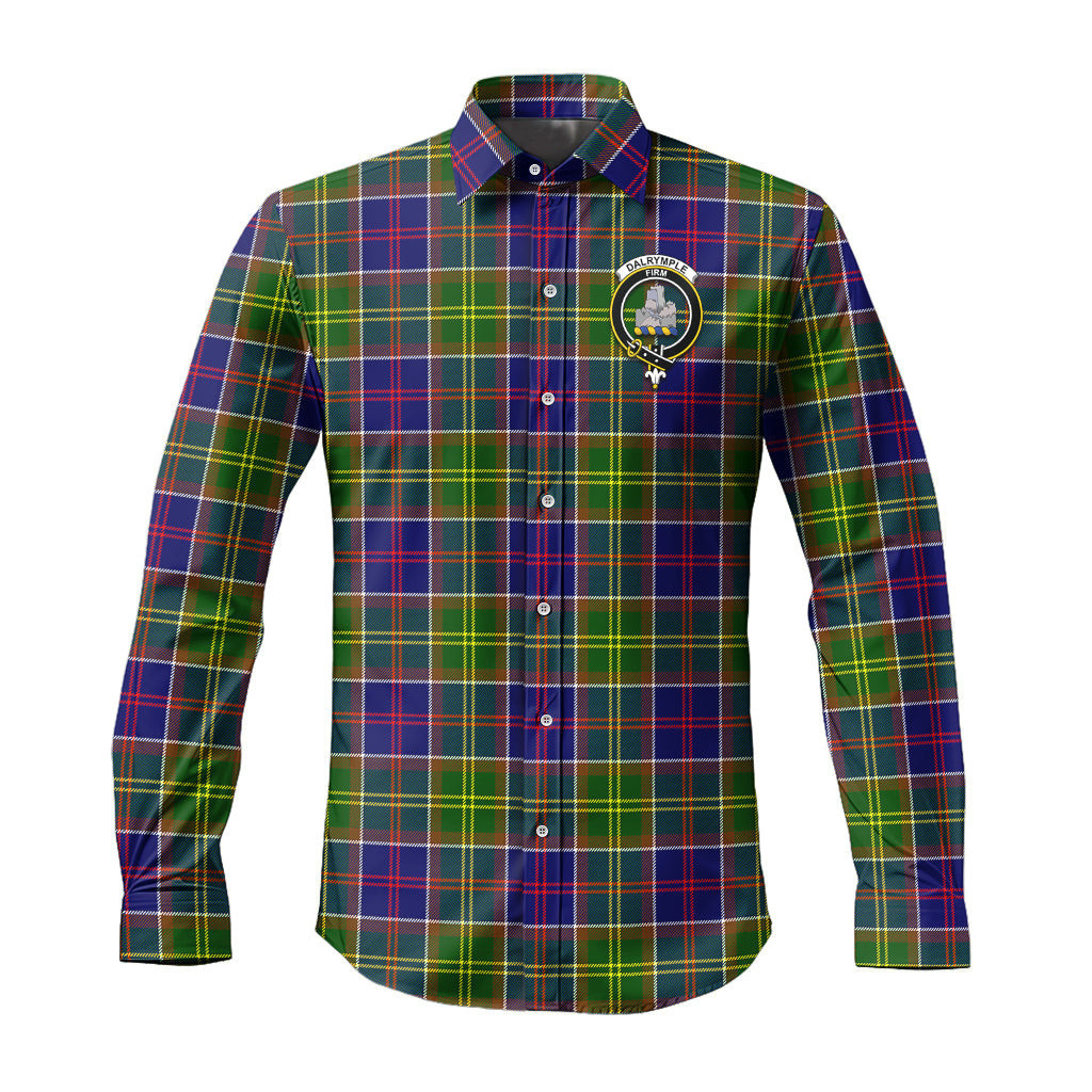 ScotsTee Shop Scottish Dalrymple Clan Crest Tartan Long Sleeve Shirt, Cotton Tartan Plaid Shirt