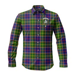 ScotsTee Shop Scottish Dalrymple Clan Crest Tartan Long Sleeve Shirt, Cotton Tartan Plaid Shirt