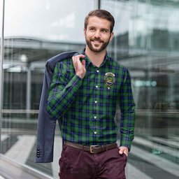 ScotsTee Shop Scottish Douglas Clan Crest Tartan Long Sleeve Shirt, Cotton Tartan Plaid Shirt