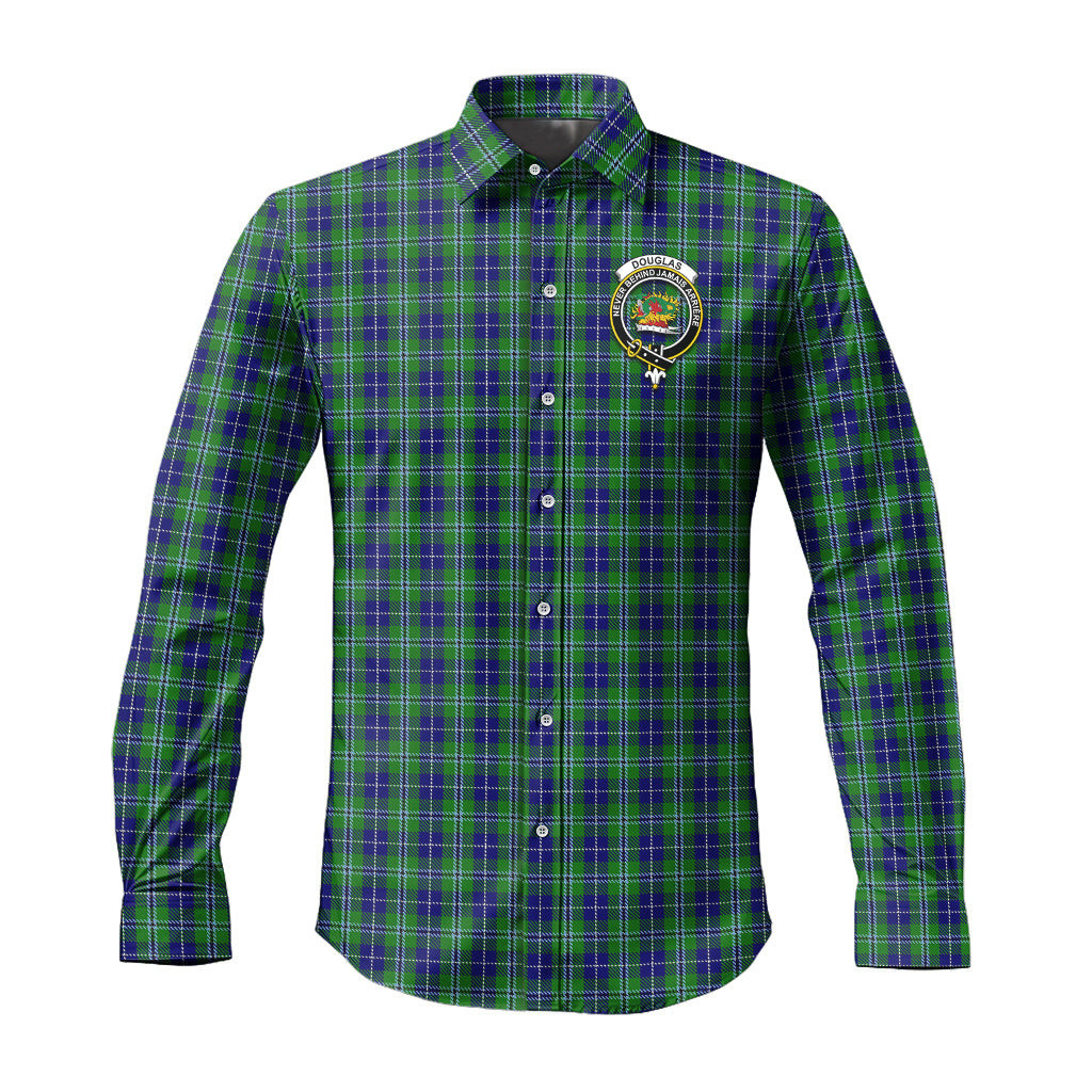 ScotsTee Shop Scottish Douglas Clan Crest Tartan Long Sleeve Shirt, Cotton Tartan Plaid Shirt