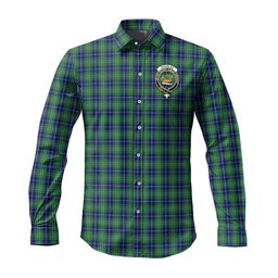 ScotsTee Shop Scottish Douglas Clan Crest Tartan Long Sleeve Shirt, Cotton Tartan Plaid Shirt