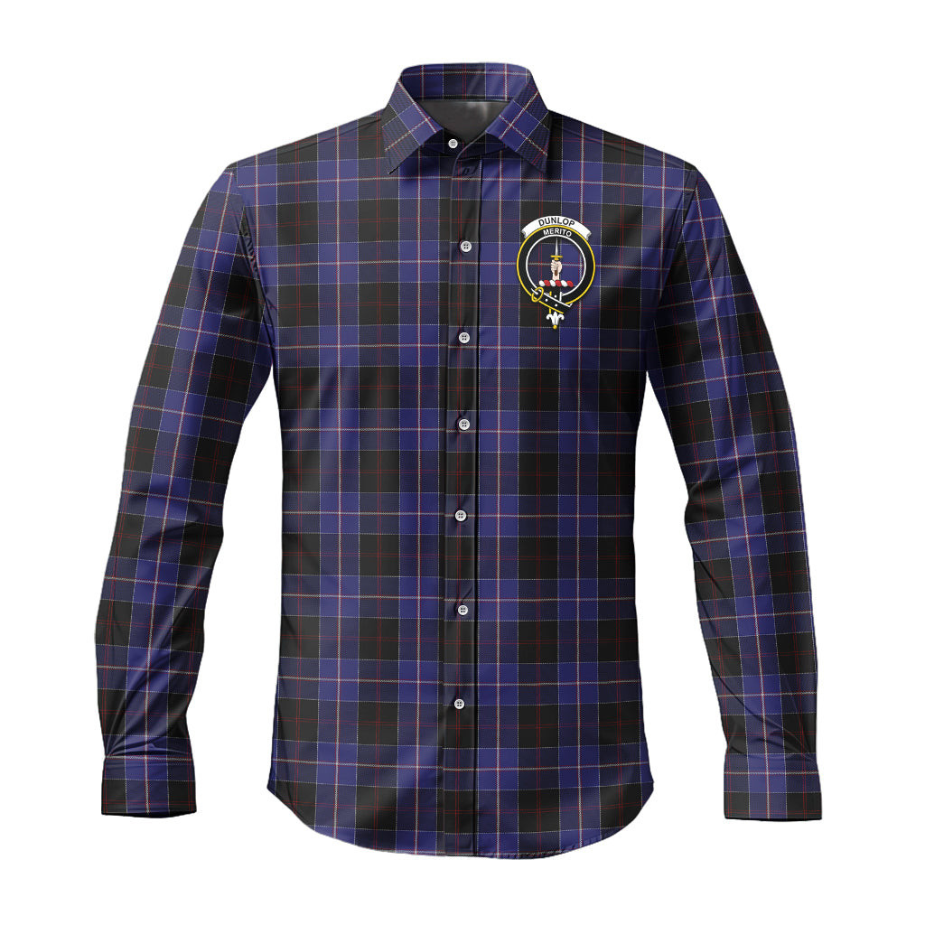 ScotsTee Shop Scottish Dunlop Clan Crest Tartan Long Sleeve Shirt, Cotton Tartan Plaid Shirt