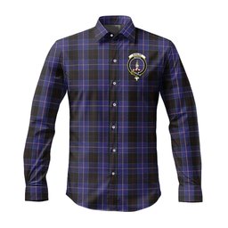 ScotsTee Shop Scottish Dunlop Clan Crest Tartan Long Sleeve Shirt, Cotton Tartan Plaid Shirt