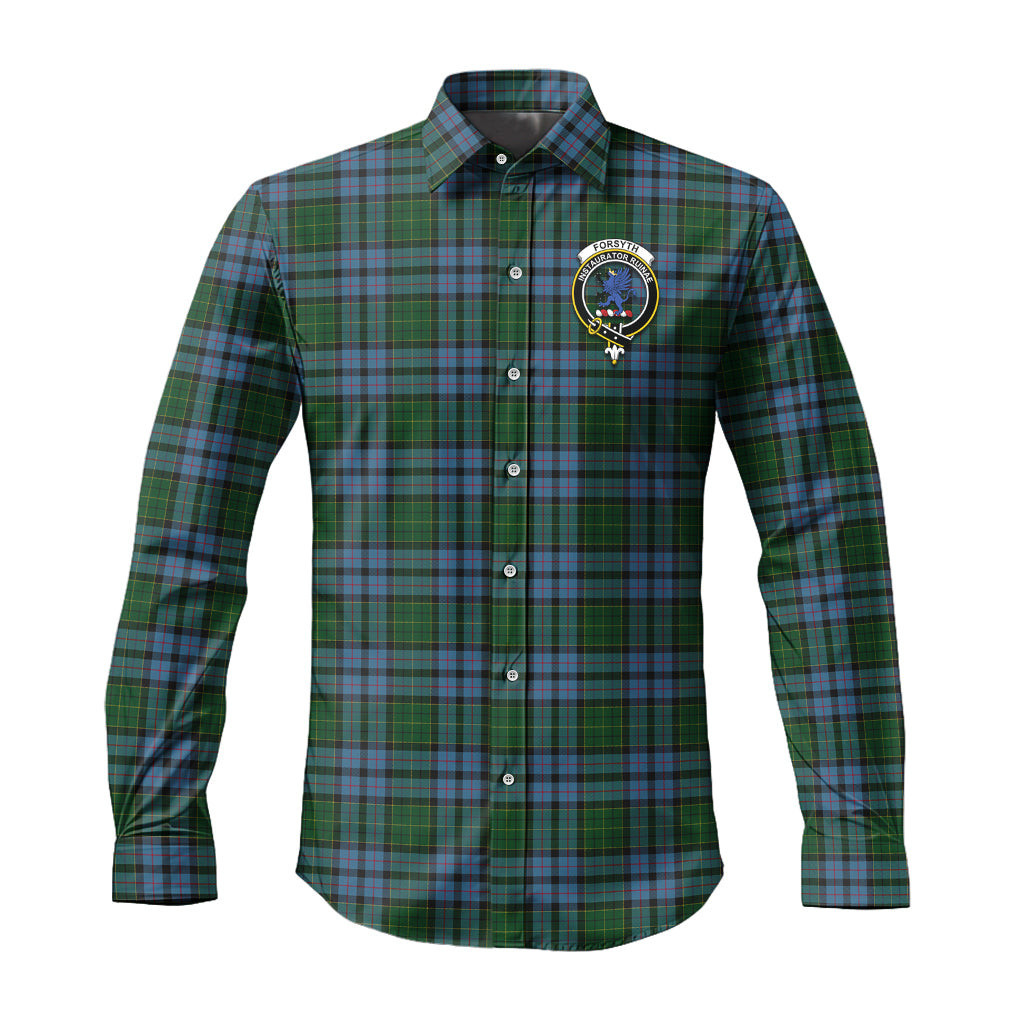ScotsTee Shop Scottish Forsyth Clan Crest Tartan Long Sleeve Shirt, Cotton Tartan Plaid Shirt