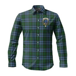 ScotsTee Shop Scottish Forsyth Clan Crest Tartan Long Sleeve Shirt, Cotton Tartan Plaid Shirt