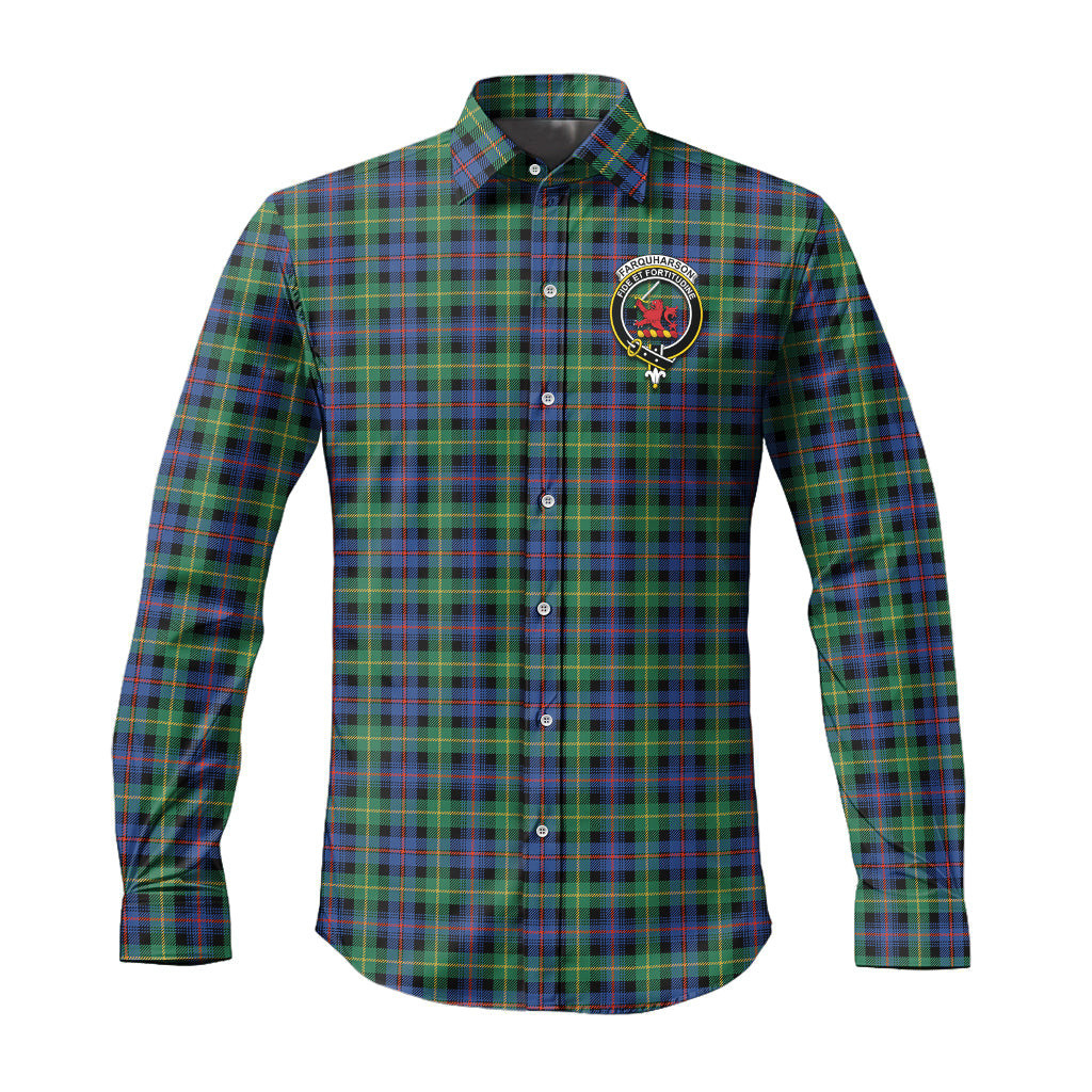 ScotsTee Shop Scottish Farquharson Ancient Clan Crest Tartan Long Sleeve Shirt, Cotton Tartan Plaid Shirt