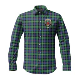 ScotsTee Shop Scottish Farquharson Ancient Clan Crest Tartan Long Sleeve Shirt, Cotton Tartan Plaid Shirt