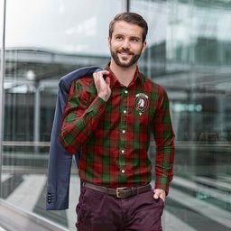 ScotsTee Shop Scottish Dunbar Clan Crest Tartan Long Sleeve Shirt, Cotton Tartan Plaid Shirt