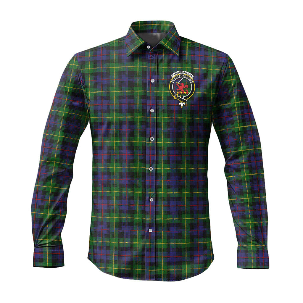 ScotsTee Shop Scottish Farquharson Clan Crest Tartan Long Sleeve Shirt, Cotton Tartan Plaid Shirt
