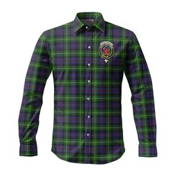 ScotsTee Shop Scottish Farquharson Clan Crest Tartan Long Sleeve Shirt, Cotton Tartan Plaid Shirt