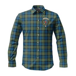 ScotsTee Shop Scottish Colquhoun Ancient Clan Crest Tartan Long Sleeve Shirt, Cotton Tartan Plaid Shirt