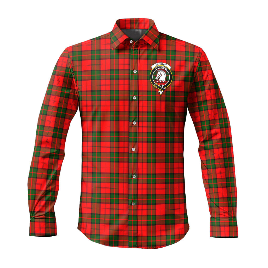 ScotsTee Shop Scottish Dunbar Modern Clan Crest Tartan Long Sleeve Shirt, Cotton Tartan Plaid Shirt