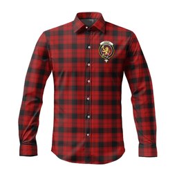 ScotsTee Shop Scottish Ewing Clan Crest Tartan Long Sleeve Shirt, Cotton Tartan Plaid Shirt