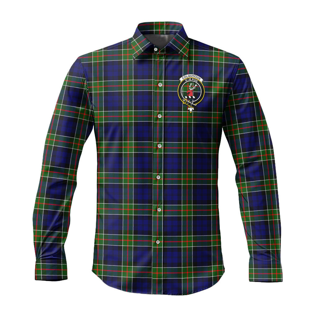 ScotsTee Shop Scottish Colquhoun Modern Clan Crest Tartan Long Sleeve Shirt, Cotton Tartan Plaid Shirt