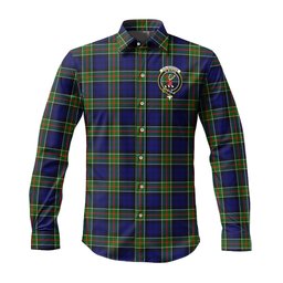 ScotsTee Shop Scottish Colquhoun Modern Clan Crest Tartan Long Sleeve Shirt, Cotton Tartan Plaid Shirt