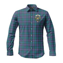 ScotsTee Shop Scottish Douglas Modern Clan Crest Tartan Long Sleeve Shirt, Cotton Tartan Plaid Shirt