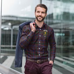 ScotsTee Shop Scottish Cumming Clan Crest Tartan Long Sleeve Shirt, Cotton Tartan Plaid Shirt