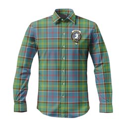 ScotsTee Shop Scottish Colville Clan Crest Tartan Long Sleeve Shirt, Cotton Tartan Plaid Shirt