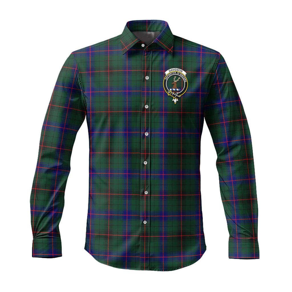 ScotsTee Shop Scottish Davidson Modern Clan Crest Tartan Long Sleeve Shirt, Cotton Tartan Plaid Shirt