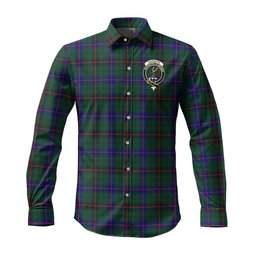 ScotsTee Shop Scottish Davidson Modern Clan Crest Tartan Long Sleeve Shirt, Cotton Tartan Plaid Shirt