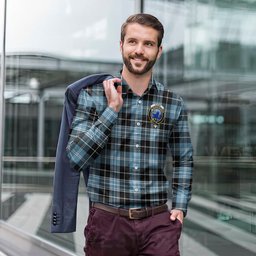 ScotsTee Shop Scottish Clark (Lion) Ancient Clan Crest Tartan Long Sleeve Shirt, Cotton Tartan Plaid Shirt