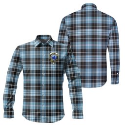 ScotsTee Shop Scottish Clark (Lion) Ancient Clan Crest Tartan Long Sleeve Shirt, Cotton Tartan Plaid Shirt