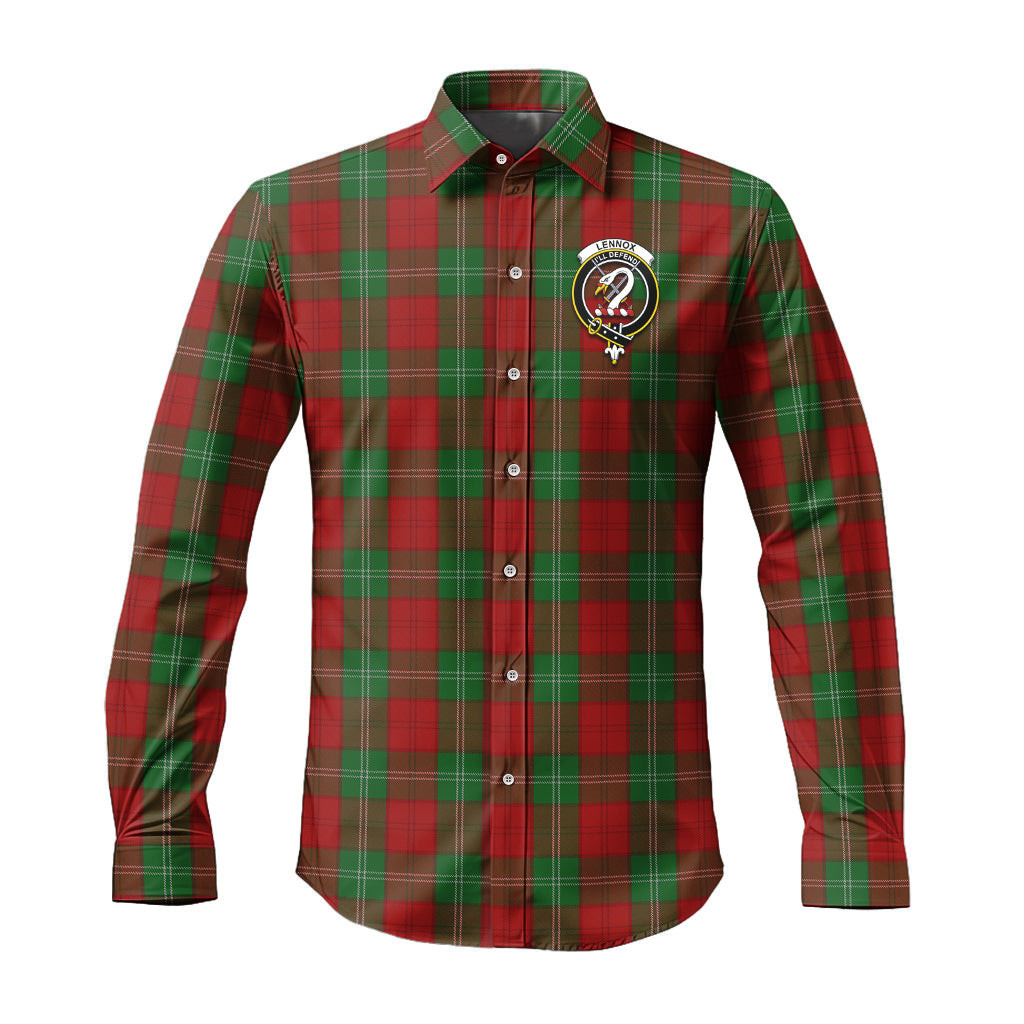 ScotsTee Shop Scottish Lennox Clan Crest Tartan Long Sleeve Shirt, Cotton Tartan Plaid Shirt