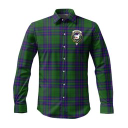 ScotsTee Shop Scottish Lockhart Modern Clan Crest Tartan Long Sleeve Shirt, Cotton Tartan Plaid Shirt