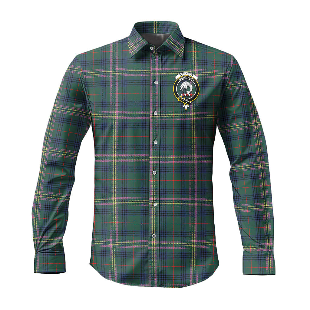 ScotsTee Shop Scottish Kennedy Modern Clan Crest Tartan Long Sleeve Shirt, Cotton Tartan Plaid Shirt