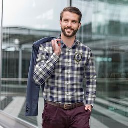 ScotsTee Shop Scottish Hannay Modern Clan Crest Tartan Long Sleeve Shirt, Cotton Tartan Plaid Shirt