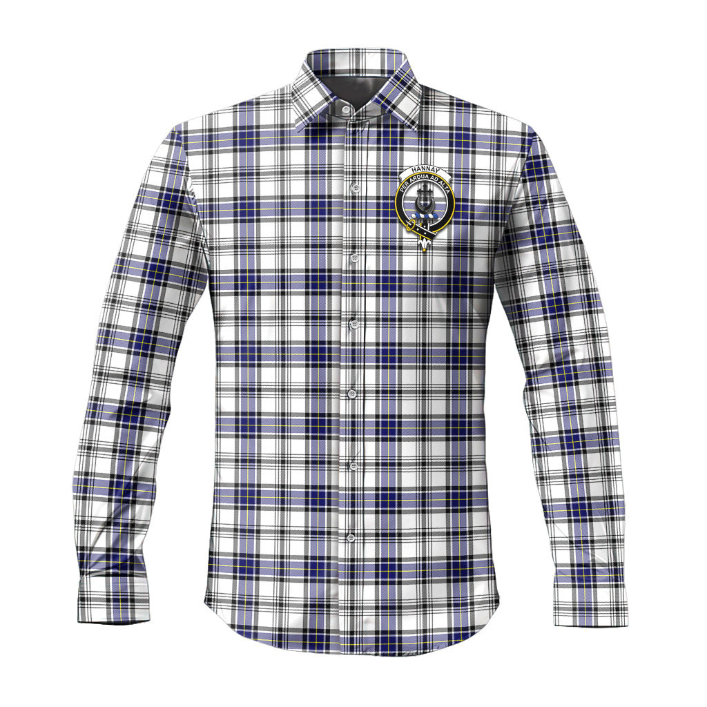 ScotsTee Shop Scottish Hannay Modern Clan Crest Tartan Long Sleeve Shirt, Cotton Tartan Plaid Shirt
