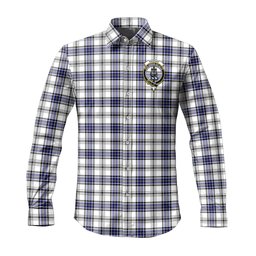 ScotsTee Shop Scottish Hannay Modern Clan Crest Tartan Long Sleeve Shirt, Cotton Tartan Plaid Shirt