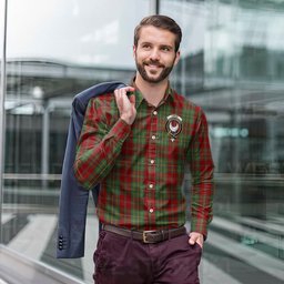 ScotsTee Shop Scottish Leask Clan Crest Tartan Long Sleeve Shirt, Cotton Tartan Plaid Shirt