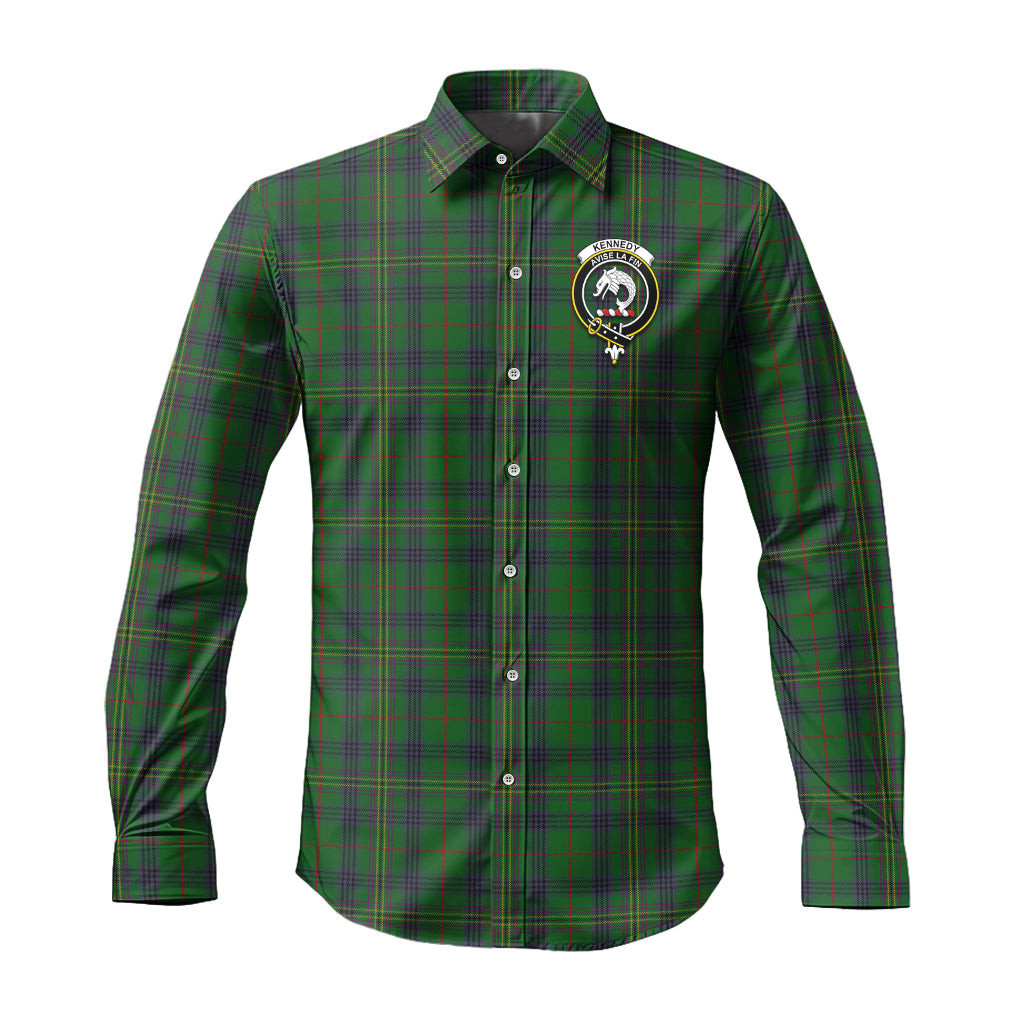 ScotsTee Shop Scottish Kennedy Clan Crest Tartan Long Sleeve Shirt, Cotton Tartan Plaid Shirt