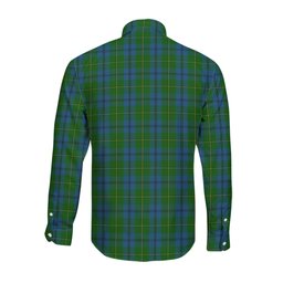 ScotsTee Shop Scottish Johnstone Clan Crest Tartan Long Sleeve Shirt, Cotton Tartan Plaid Shirt
