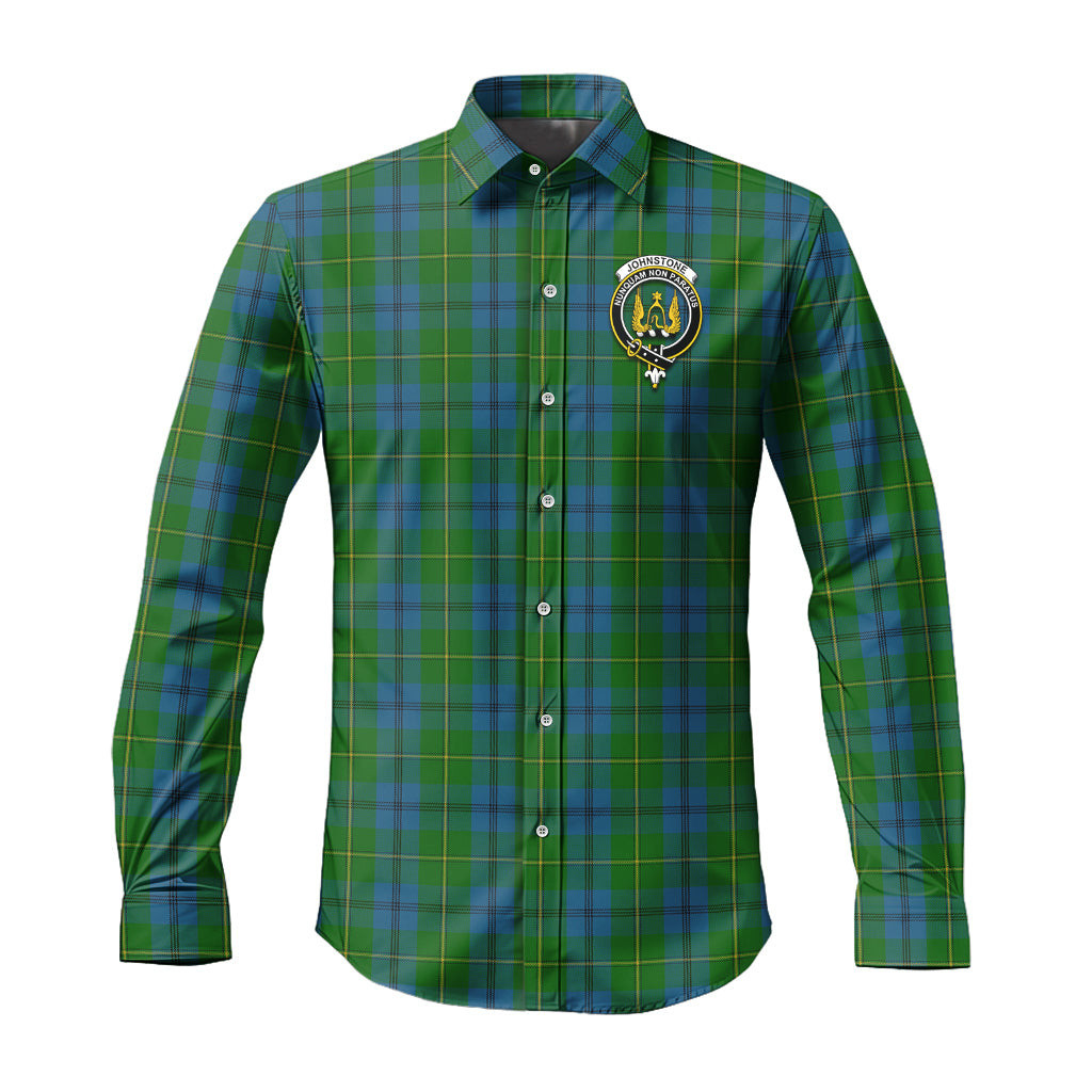 ScotsTee Shop Scottish Johnstone Clan Crest Tartan Long Sleeve Shirt, Cotton Tartan Plaid Shirt