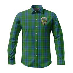 ScotsTee Shop Scottish Johnstone Clan Crest Tartan Long Sleeve Shirt, Cotton Tartan Plaid Shirt