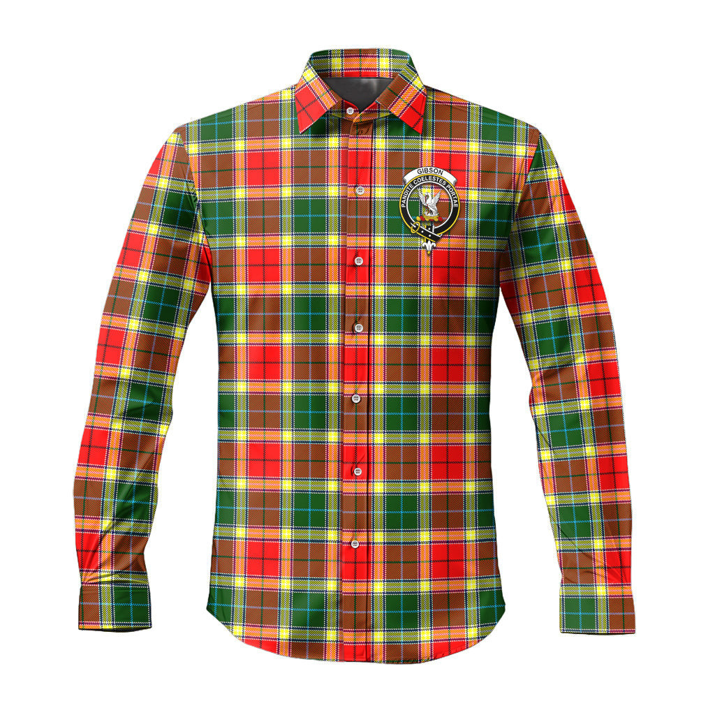 ScotsTee Shop Scottish Gibson Clan Crest Tartan Long Sleeve Shirt, Cotton Tartan Plaid Shirt