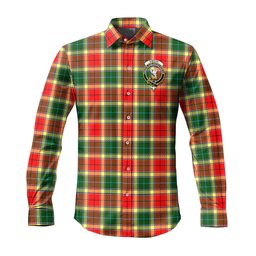 ScotsTee Shop Scottish Gibson Clan Crest Tartan Long Sleeve Shirt, Cotton Tartan Plaid Shirt
