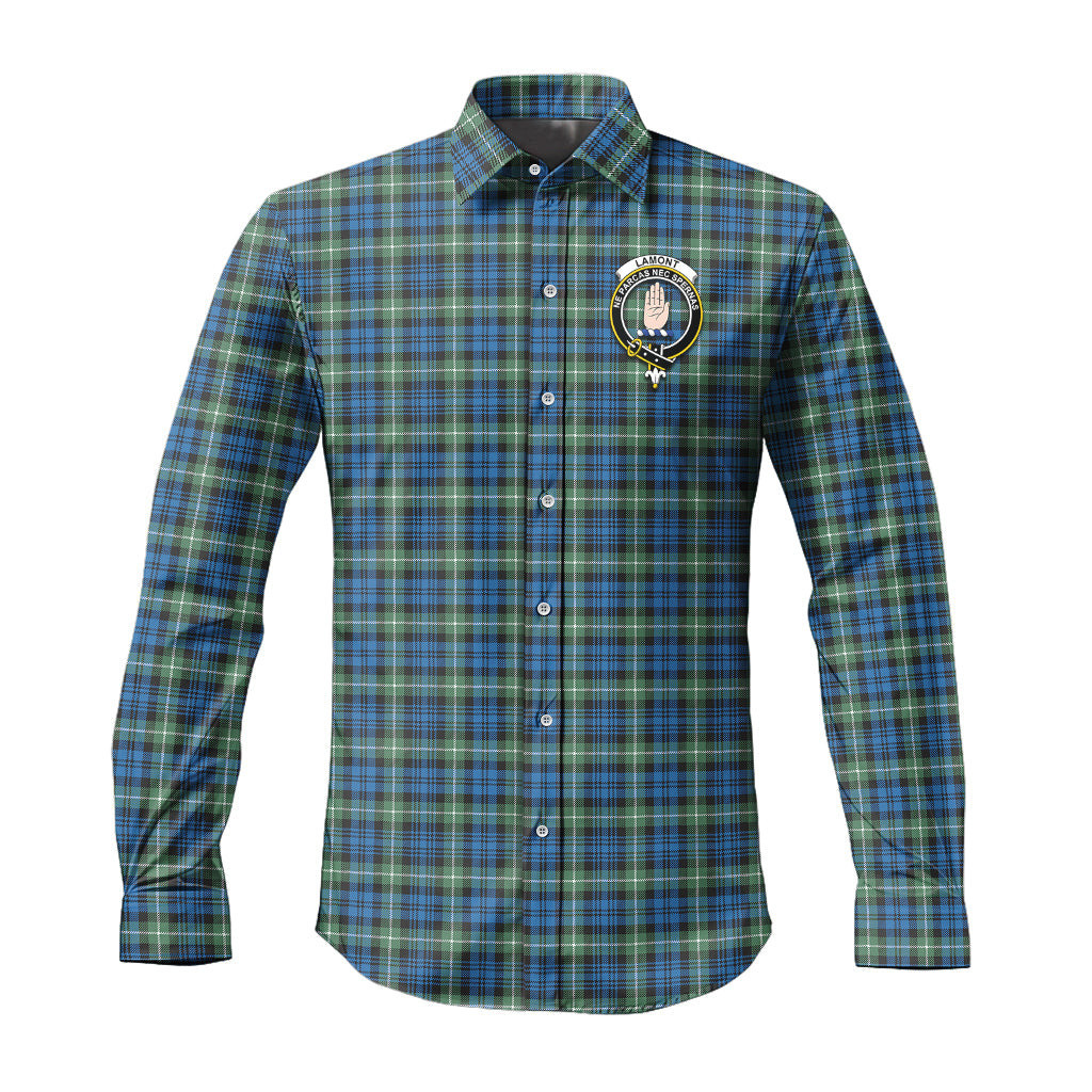 ScotsTee Shop Scottish Lamont Ancient Clan Crest Tartan Long Sleeve Shirt, Cotton Tartan Plaid Shirt