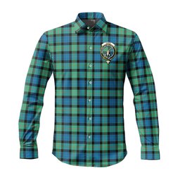 ScotsTee Shop Scottish Gunn Ancient Clan Crest Tartan Long Sleeve Shirt, Cotton Tartan Plaid Shirt
