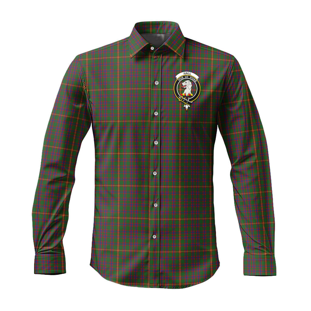 ScotsTee Shop Scottish Hall Clan Crest Tartan Long Sleeve Shirt, Cotton Tartan Plaid Shirt