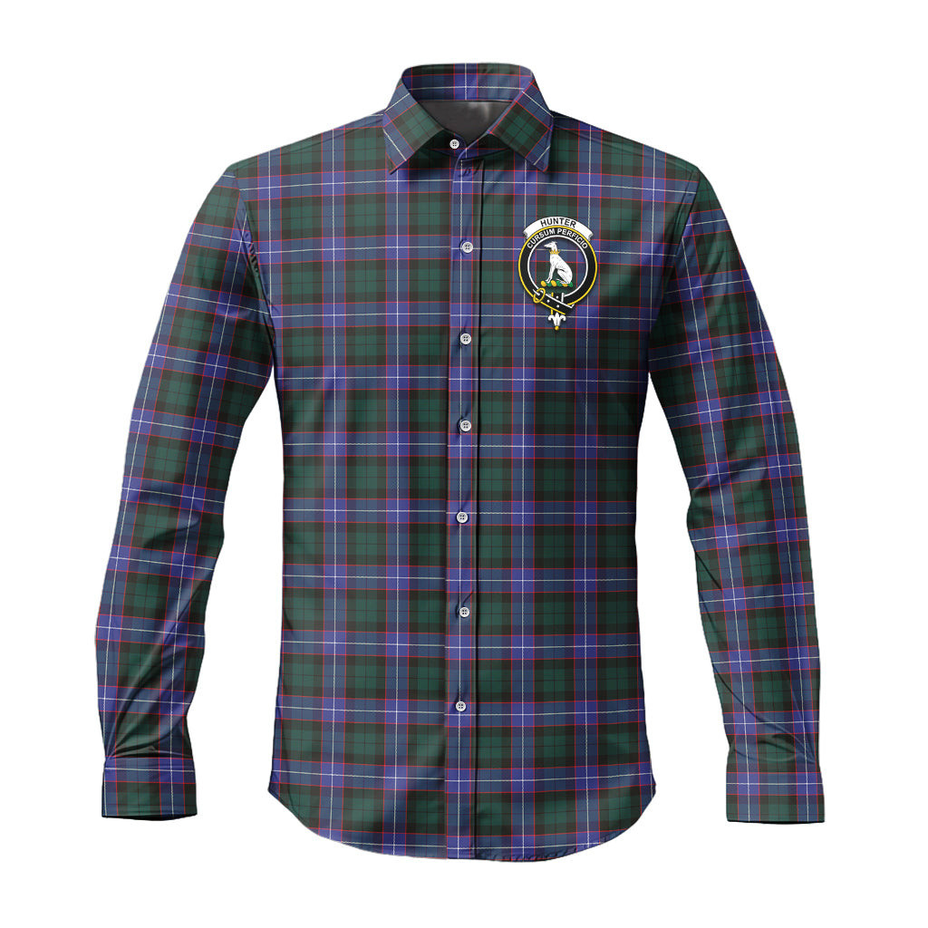 ScotsTee Shop Scottish Hunter Modern Clan Crest Tartan Long Sleeve Shirt, Cotton Tartan Plaid Shirt