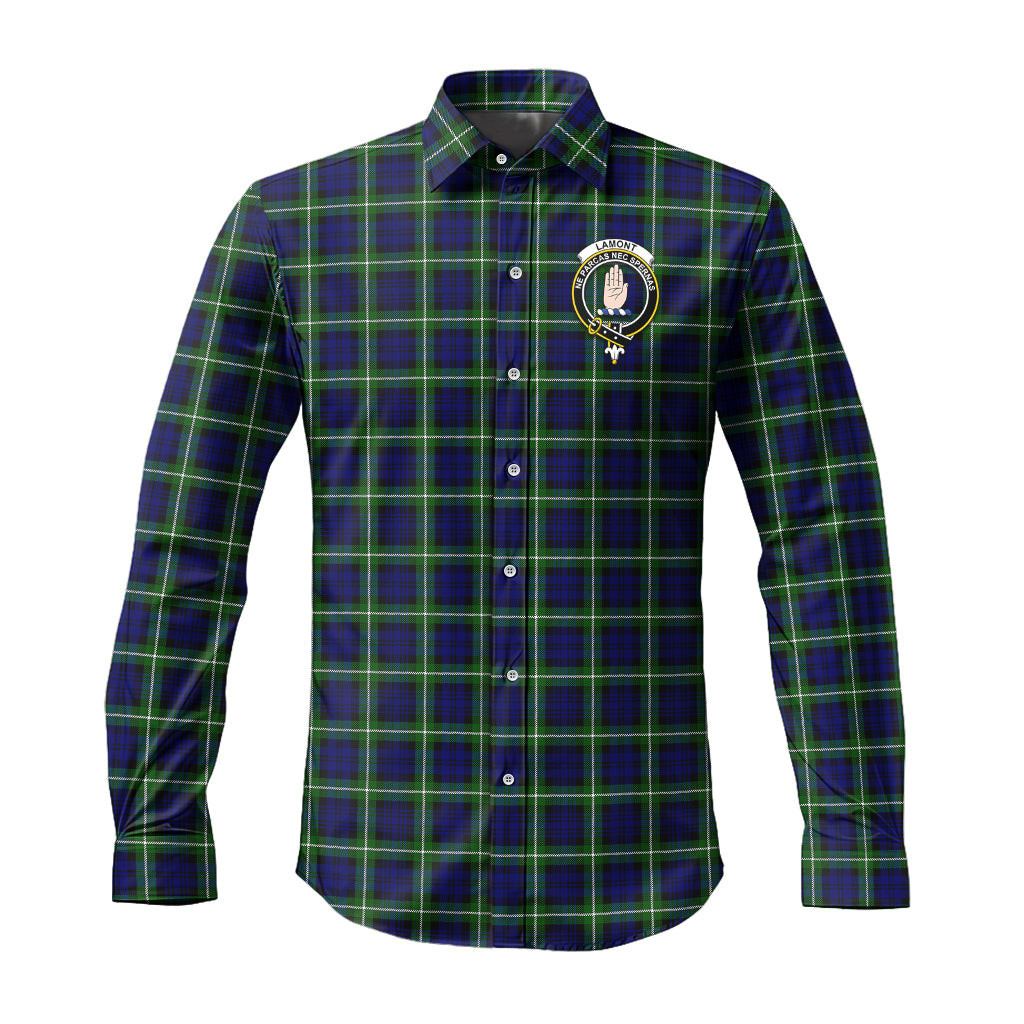 ScotsTee Shop Scottish Lamont Modern Clan Crest Tartan Long Sleeve Shirt, Cotton Tartan Plaid Shirt