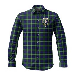 ScotsTee Shop Scottish Lamont Modern Clan Crest Tartan Long Sleeve Shirt, Cotton Tartan Plaid Shirt