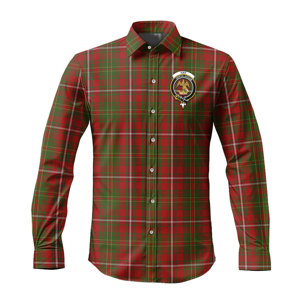 ScotsTee Shop Scottish Hay Clan Crest Tartan Long Sleeve Shirt, Cotton Tartan Plaid Shirt