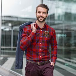 ScotsTee Shop Scottish Leslie Modern Clan Crest Tartan Long Sleeve Shirt, Cotton Tartan Plaid Shirt