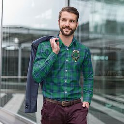 ScotsTee Shop Scottish Irvine Ancient Clan Crest Tartan Long Sleeve Shirt, Cotton Tartan Plaid Shirt